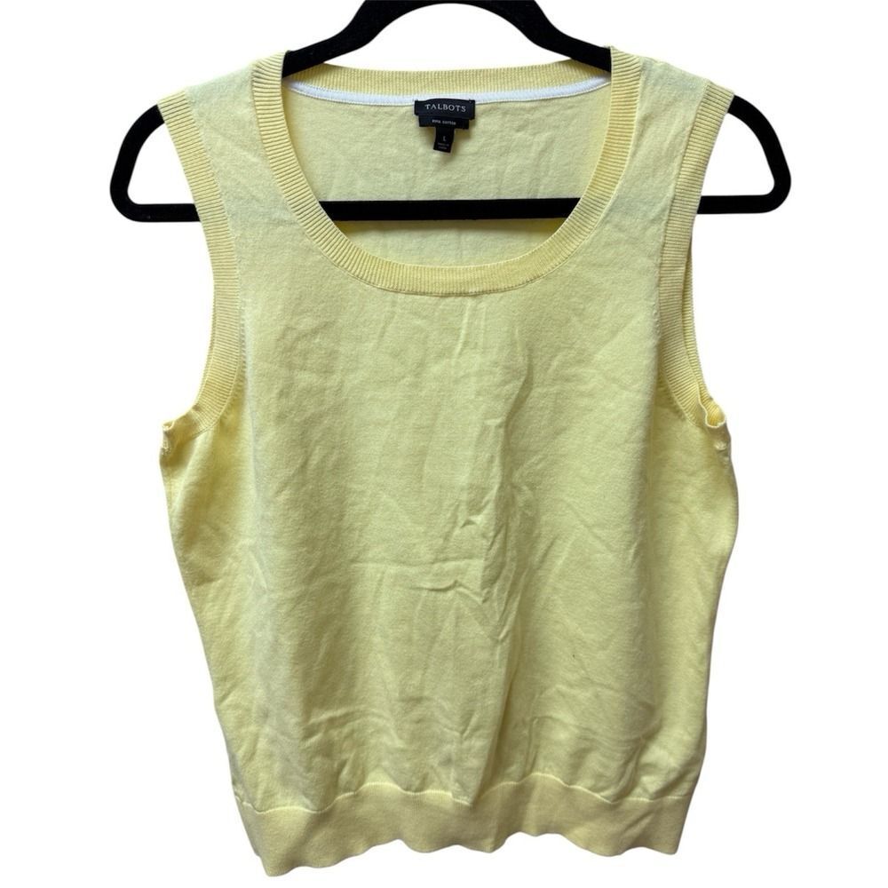 Talbots yellow knit sleeveless sweater vest. Pima Cotton. Womens. Sz L